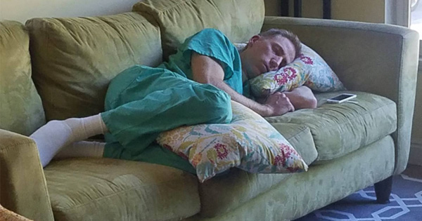 Mom Posts A Photo Of Her Husband Passed Out On The Couch For One Very Relatable Reason